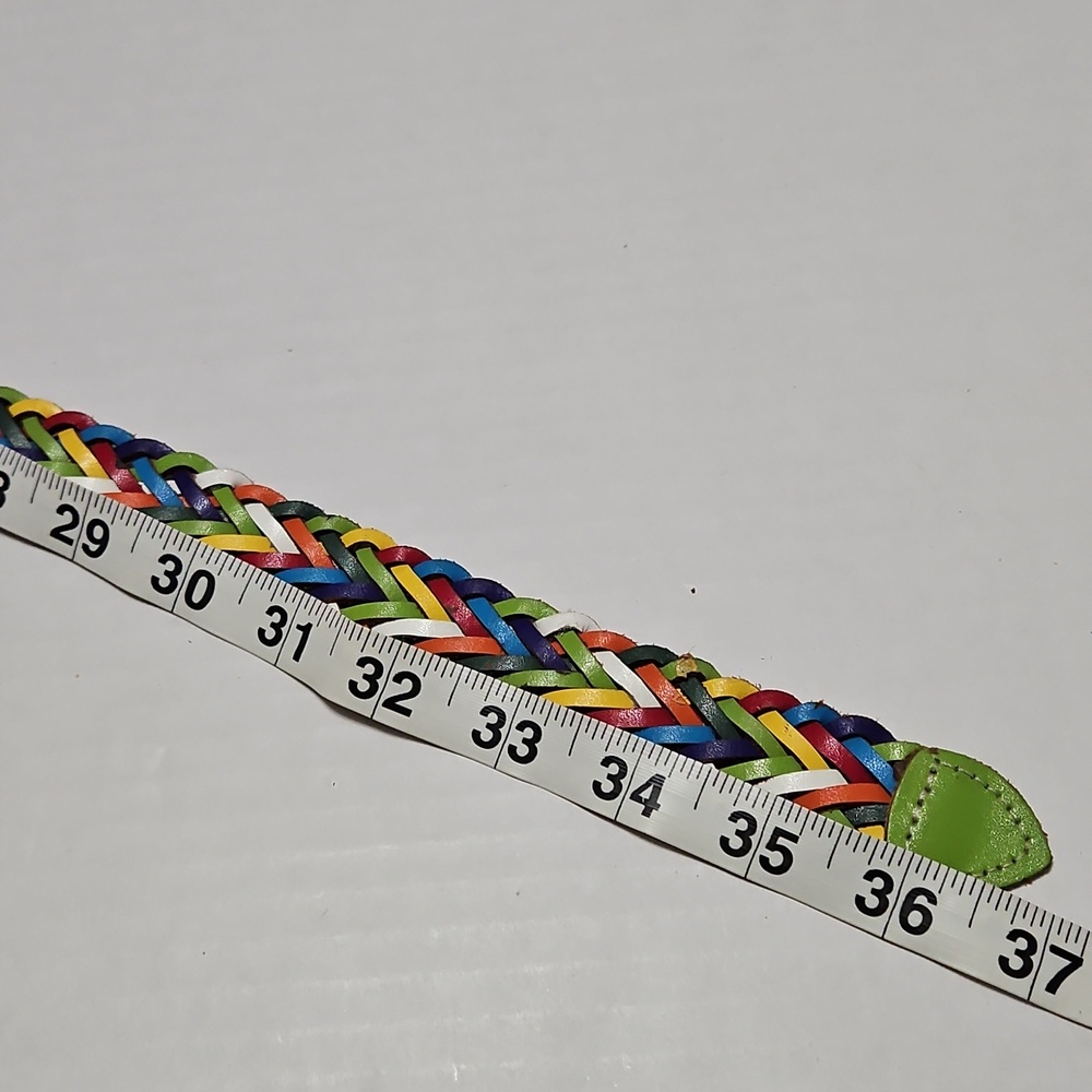 Argentina Amiee Lynn Multicolor Braided Leather Belt with Green Accents Size M/L - Picture 9 of 10